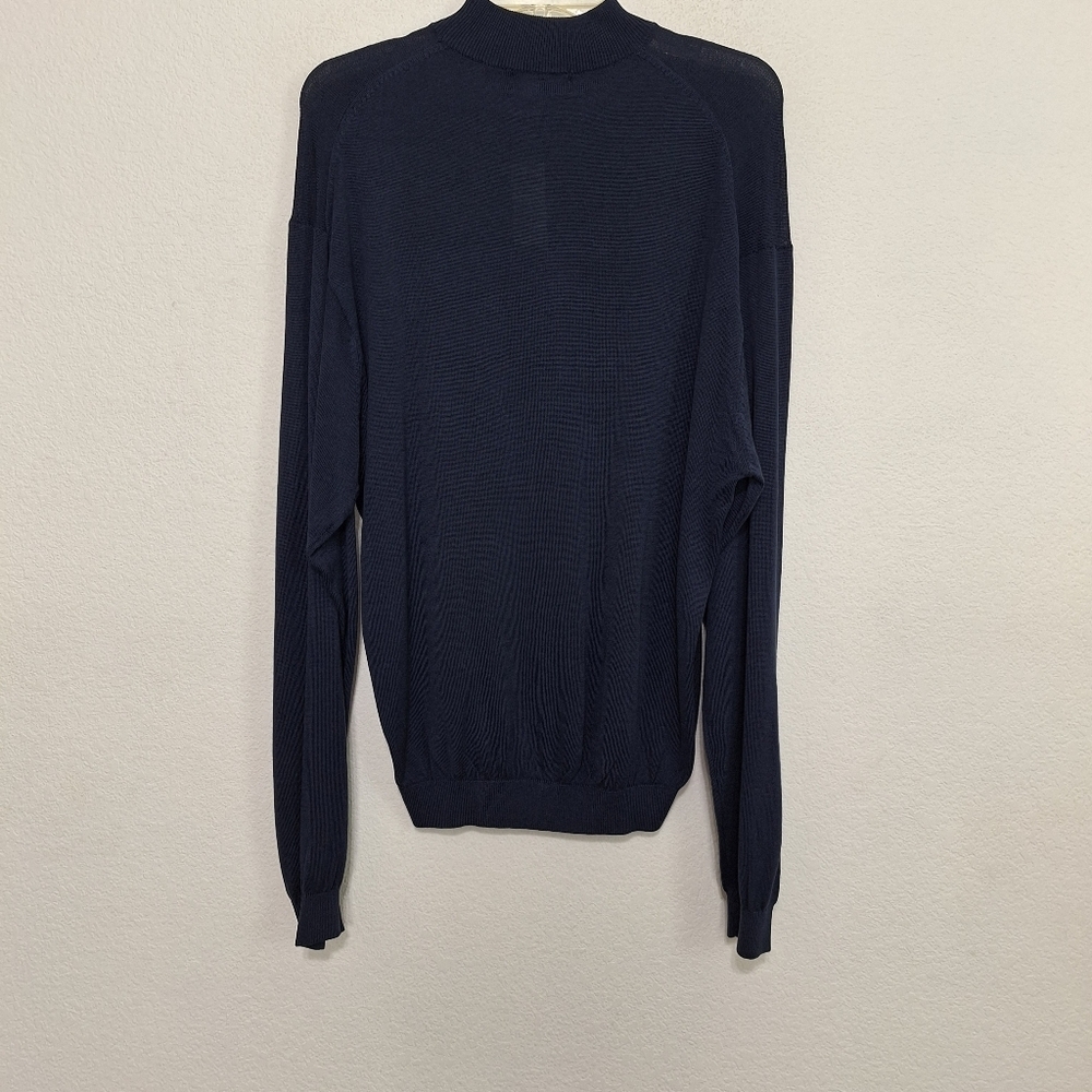 Baracuta "New" Men's Dark Blue Mock Neck Preppy Silk Blend Knit Sweater Size M — image 4 of 8